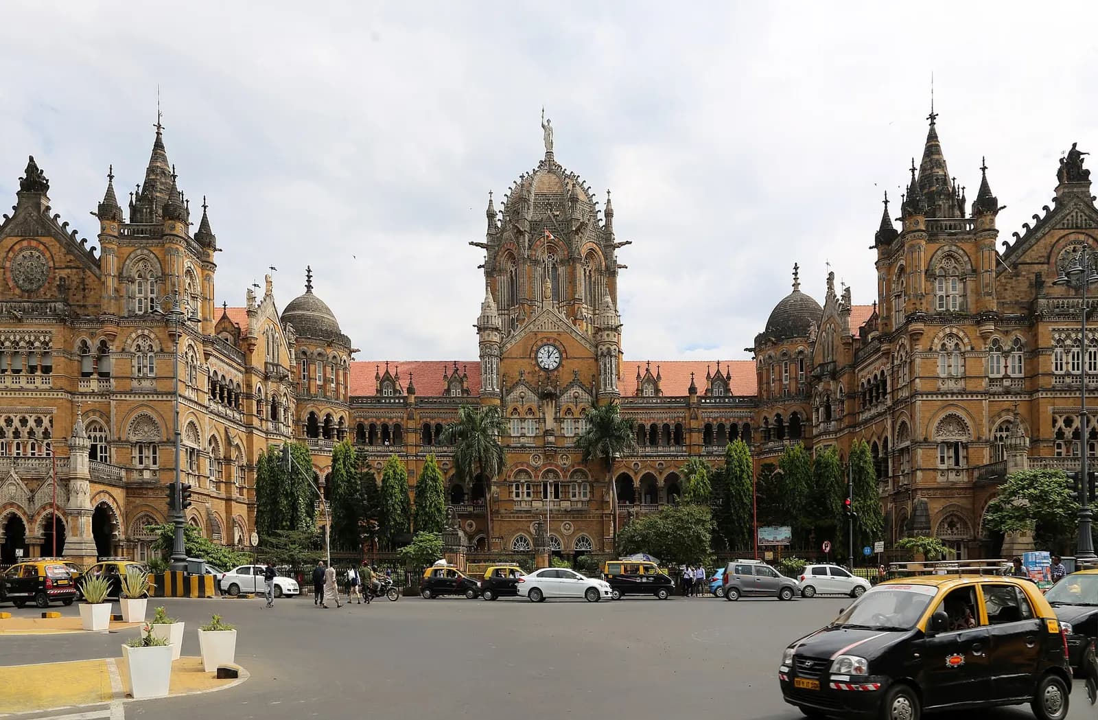 The Victorian Gothic facade of Chhatrapati Shivaji Terminus railway station in Mumbai