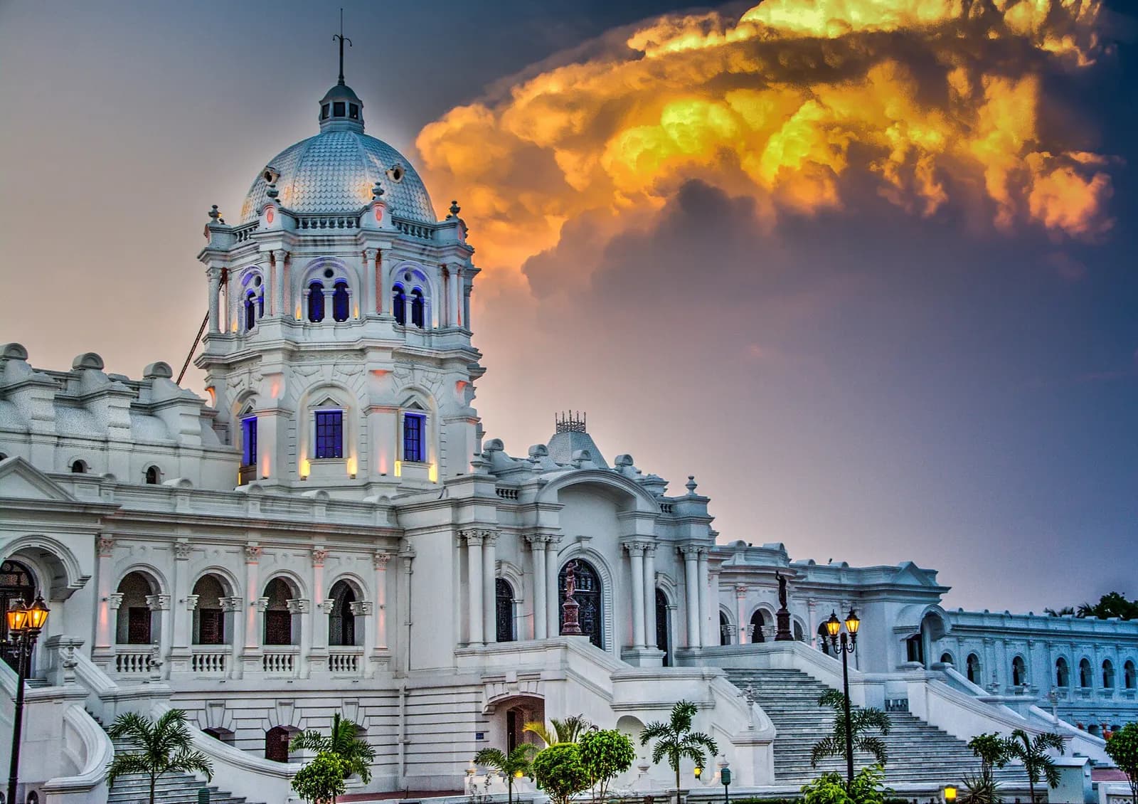 The domes and arcades of Ujjayanta Palace in Agartala, Tripura