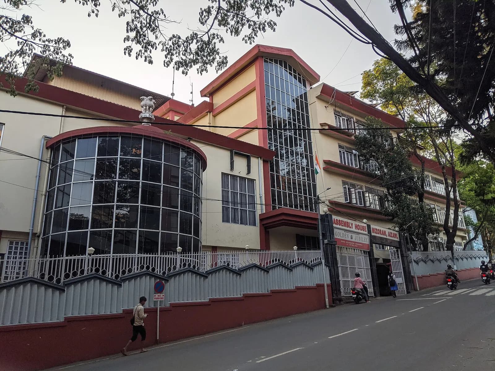 Houses of Aizawl stacked down a steep ridge in Mizoram