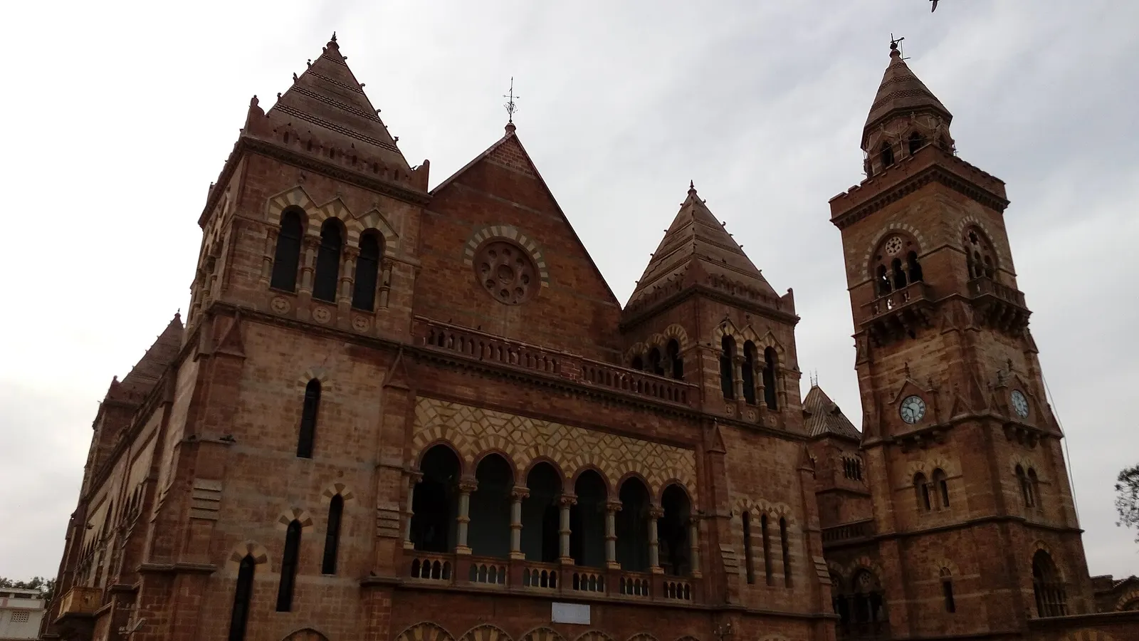 The Italianate clock tower of Prag Mahal above the old palace quarter of Bhuj in Kutch