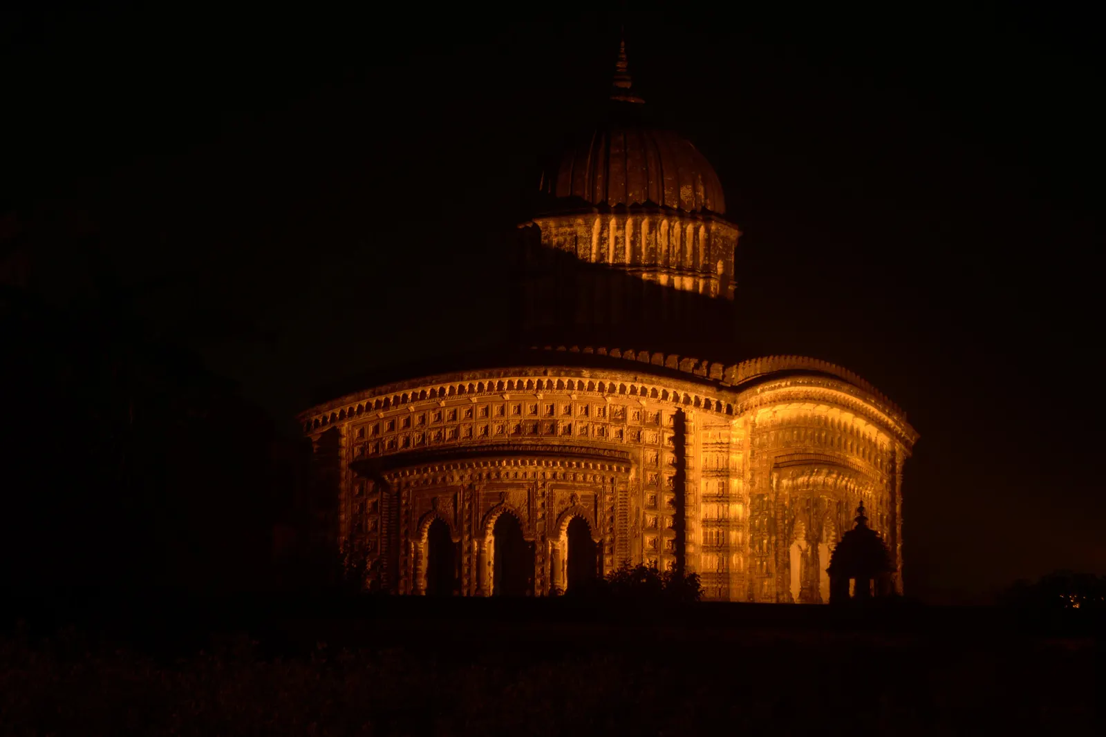 The Radha Shyam temple at Bishnupur, a square laterite shrine crowned by a single tower