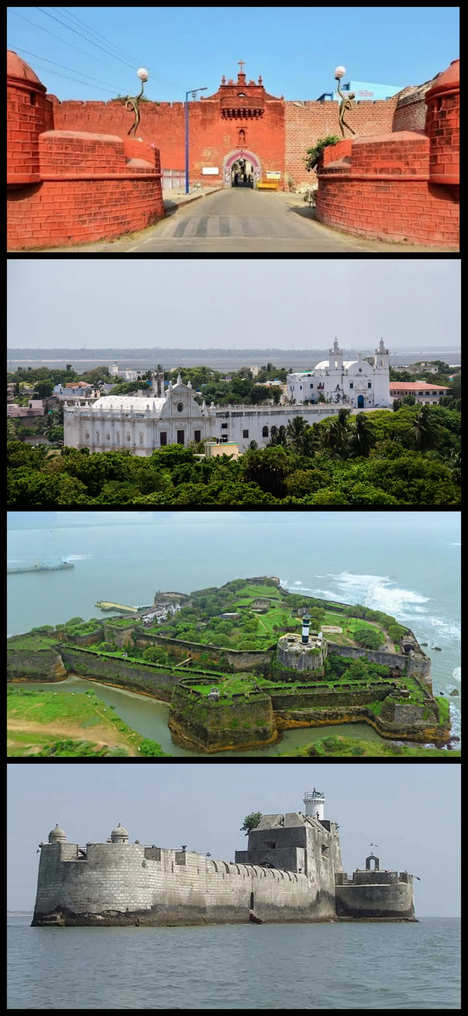 The Portuguese sea fort at Diu with cannons on its ramparts above the Arabian Sea