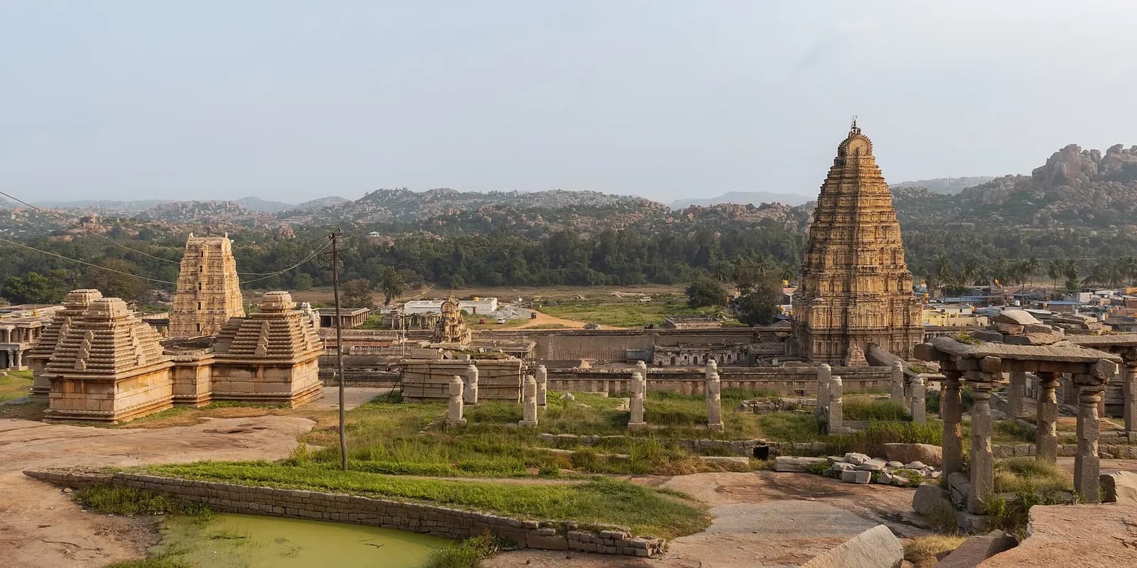 The stone chariot of the Vittala temple among the boulders of Hampi