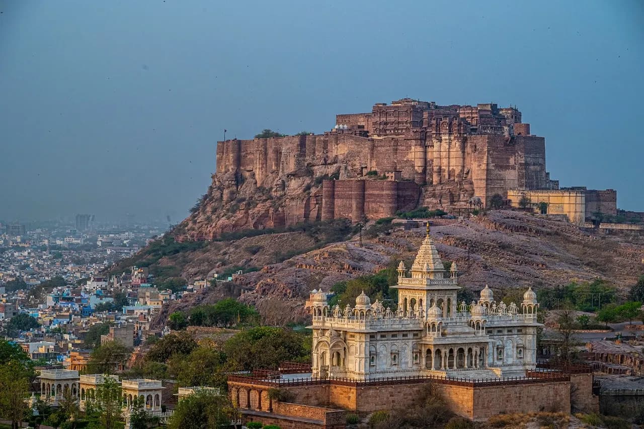 Mehrangarh Fort rising above the blue-painted houses of old Jodhpur