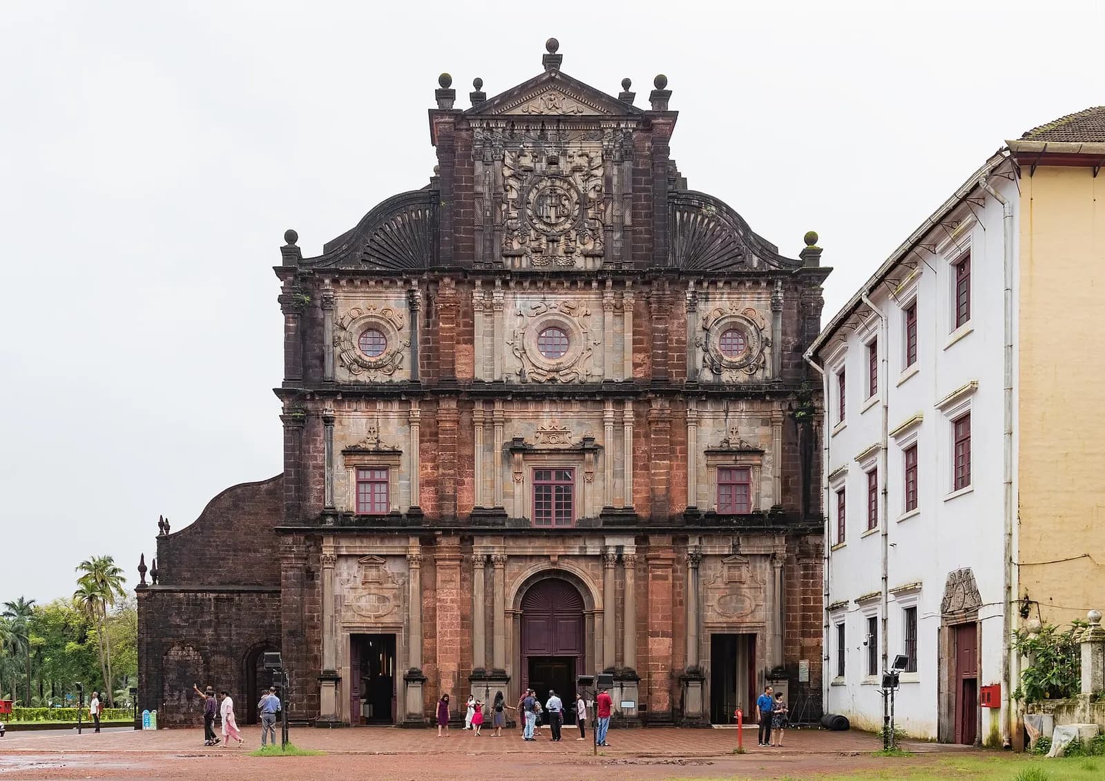 The laterite facade of the Basilica of Bom Jesus in Old Goa