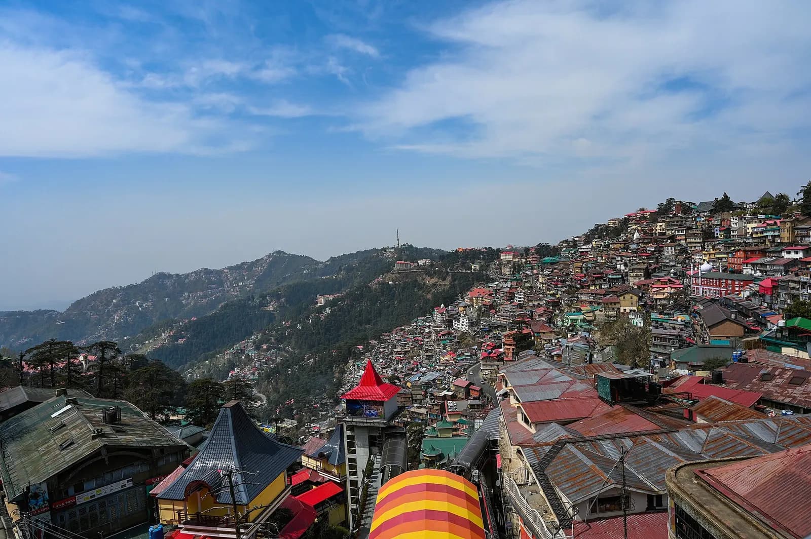 Christ Church and the Ridge in Shimla with snow-capped Himalayas behind