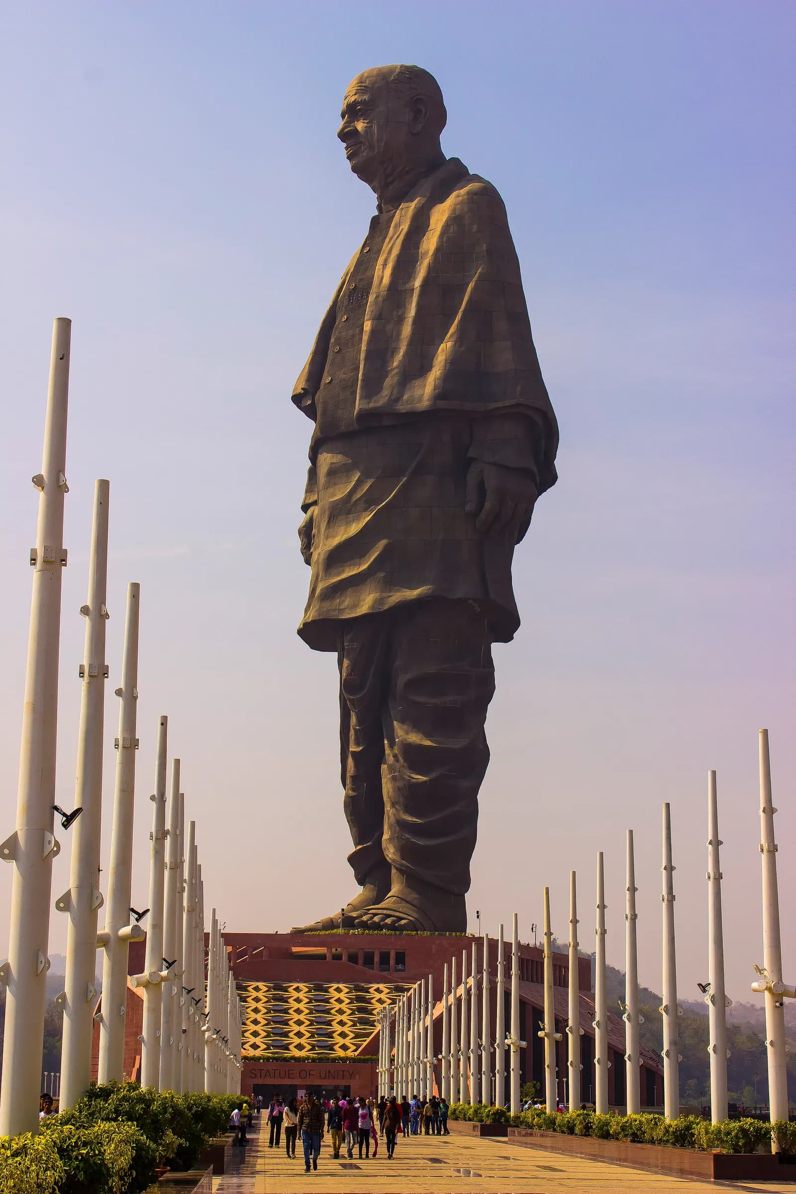 The 182-metre bronze Statue of Unity of Sardar Patel rising above the Narmada river