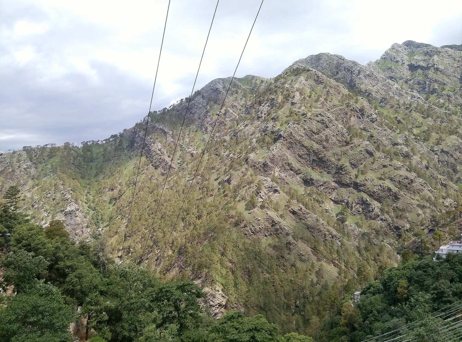 The Trikuta mountains above Katra, where the Vaishno Devi shrine sits in a cave near the summit ridge