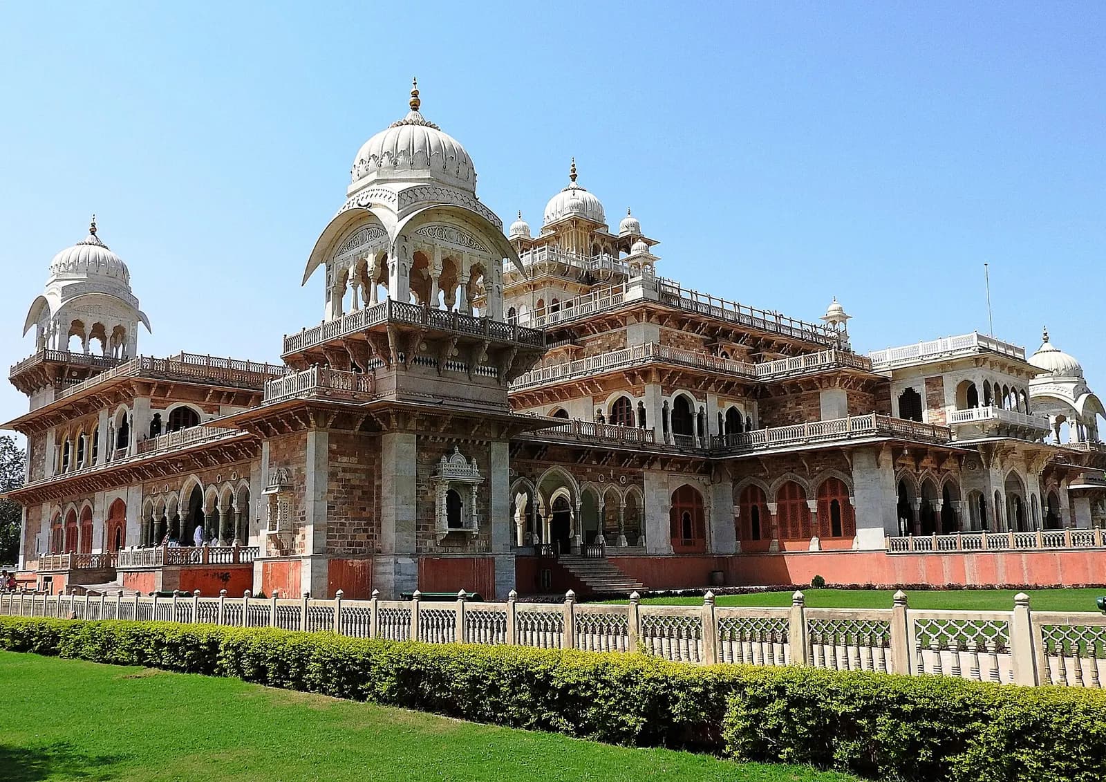 The Albert Hall Museum lit at dusk in Jaipur, the city that hosts the January literature festival