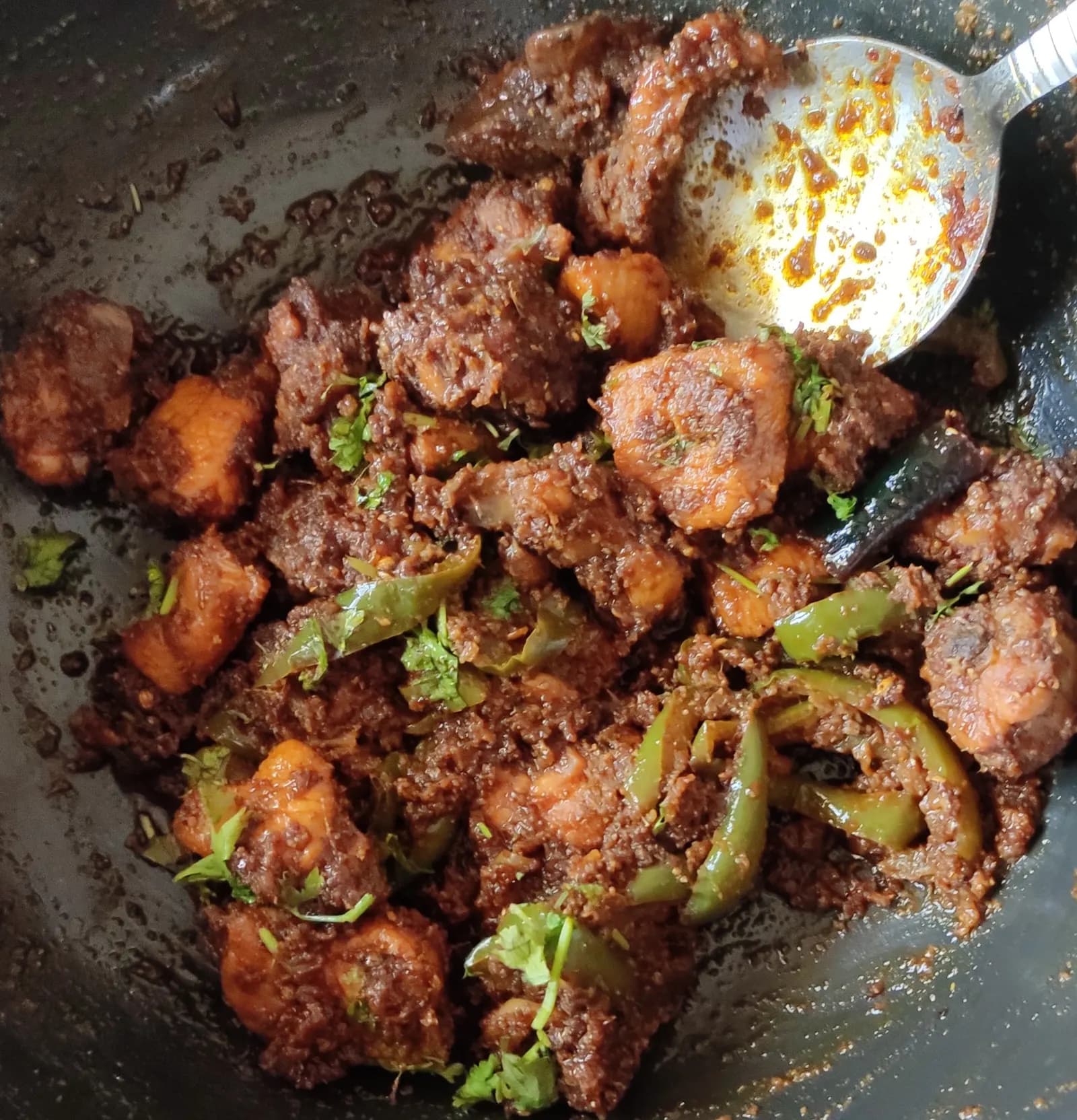 Chettinad chicken fry with curry leaves and pepper masala