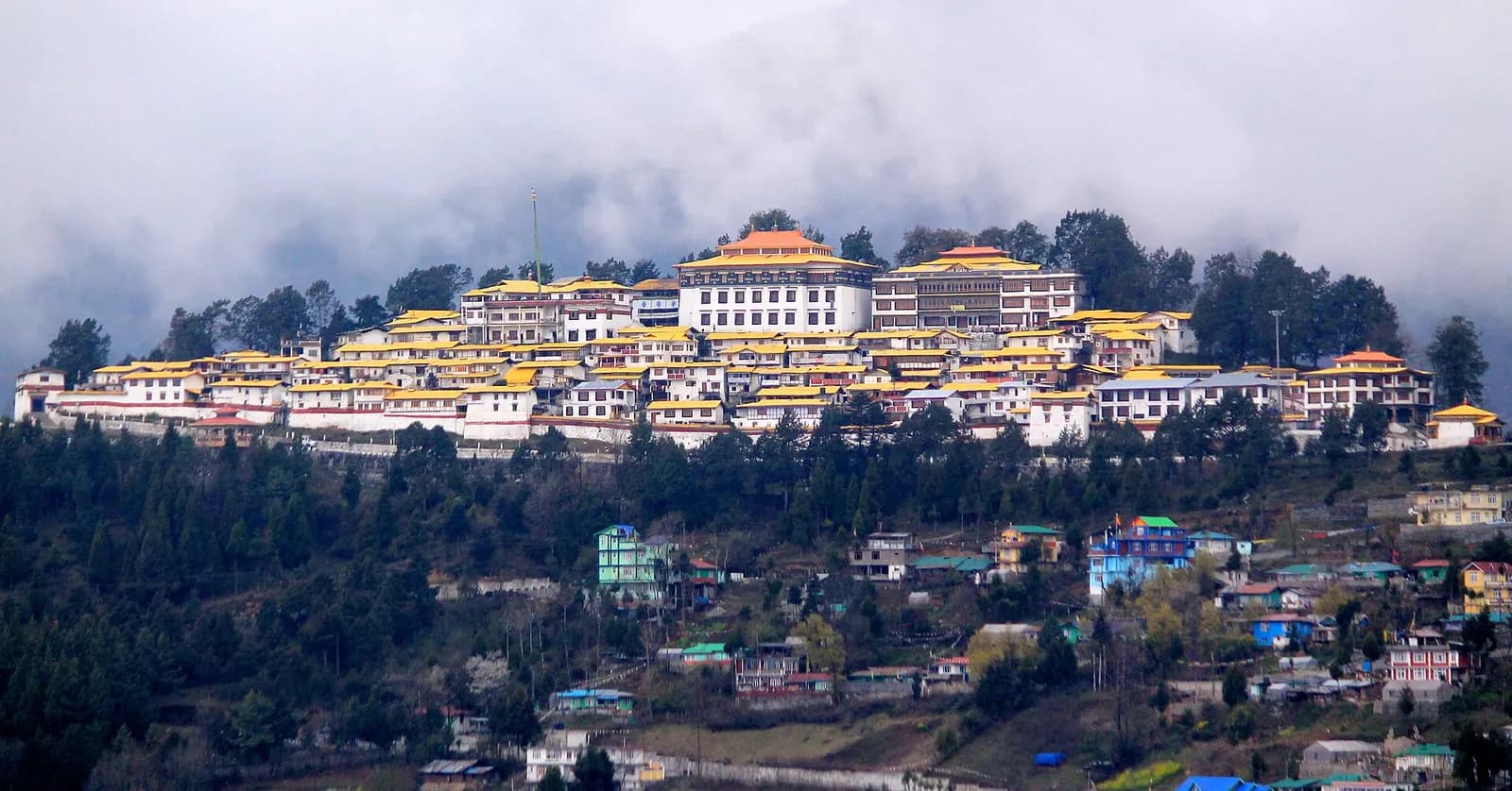 Tawang Monastery on its ridge above the Tawang valley in Arunachal Pradesh