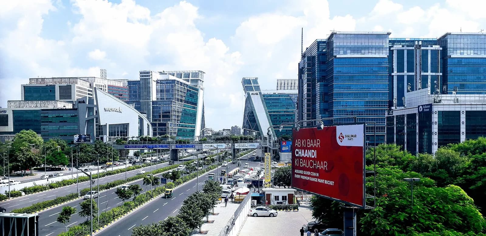 Glass office towers of Cyber City in Gurugram, Haryana