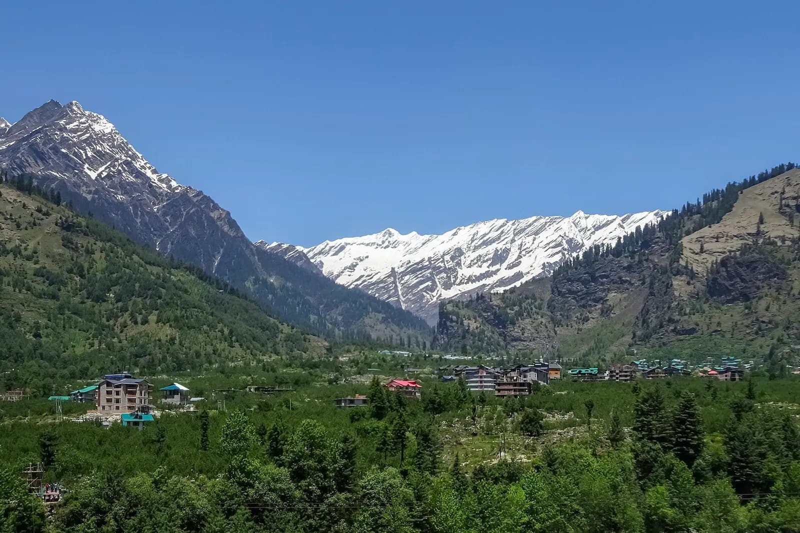 The Kullu valley near Manali under snow-dusted Himachal ridges