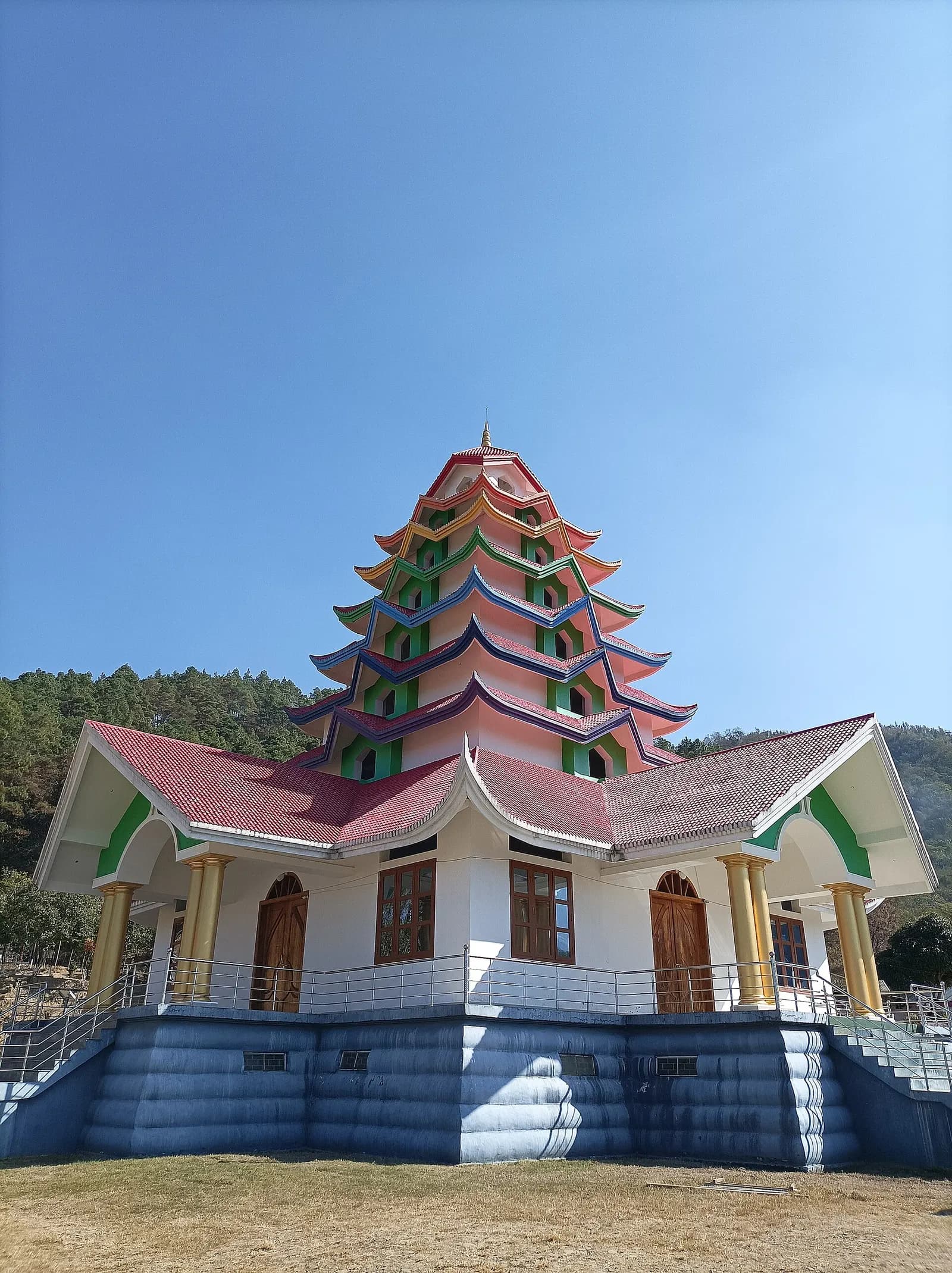 A Sanamahi temple complex below the Nongmaiching hills near Imphal, Manipur