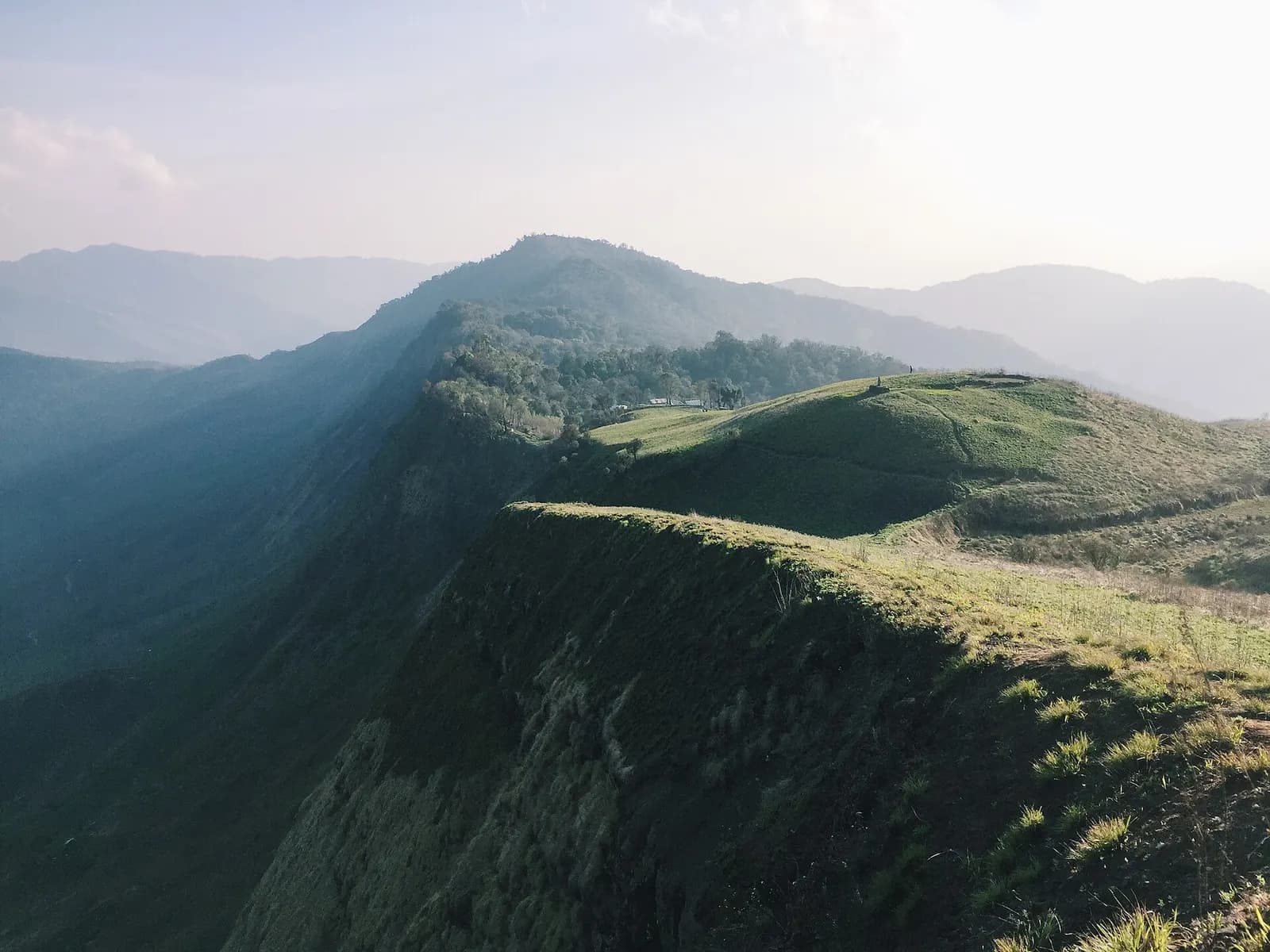 The grassy summit ridge of Kapamodzu peak in Nagaland
