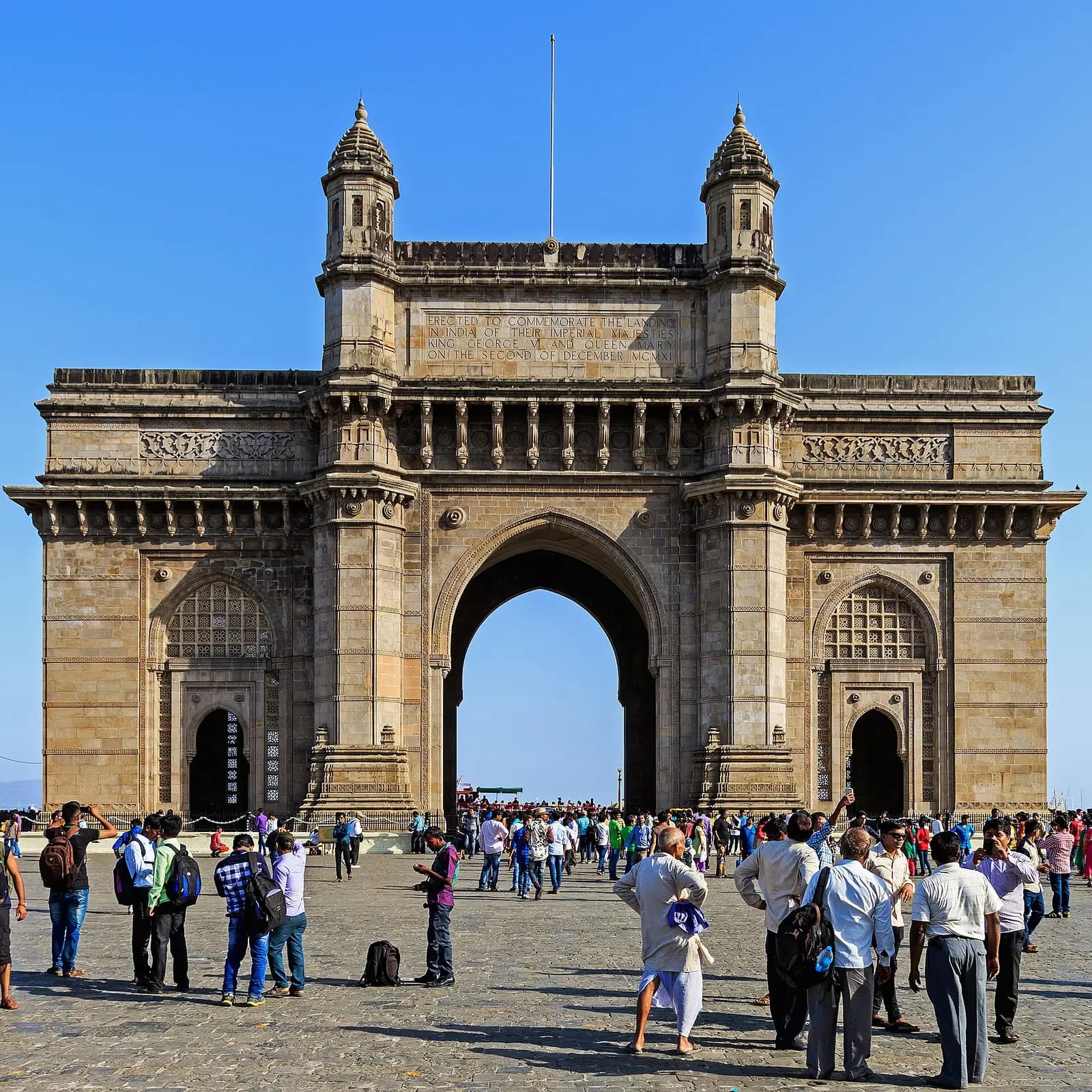 The Gateway of India on the Mumbai waterfront, roughly the midpoint of a journey down the length of the country
