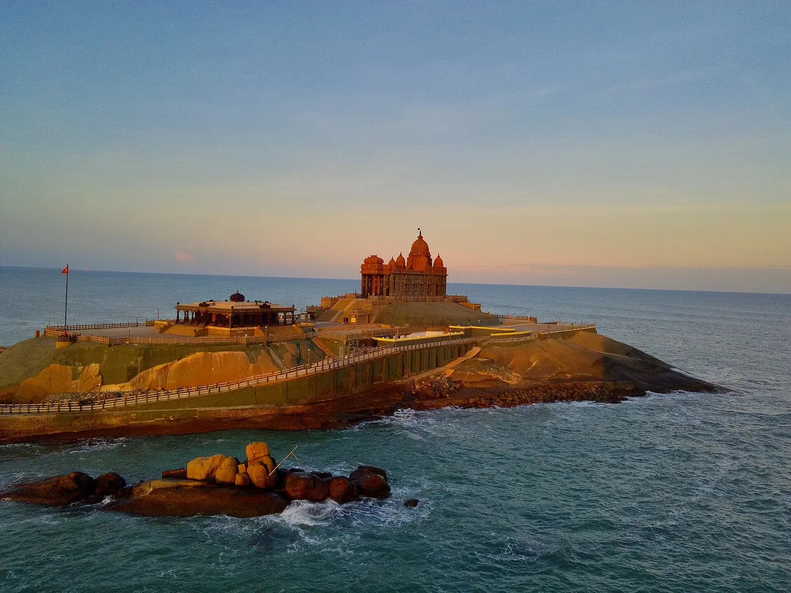 The Vivekananda Rock Memorial off Kanyakumari, where the journey up the spine of India begins