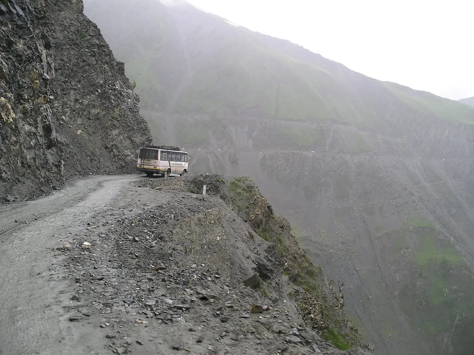 The switchbacks of Zoji La, the single-lane pass between the Kashmir valley and Ladakh